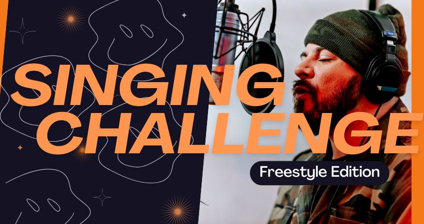 歌う練習をする男性